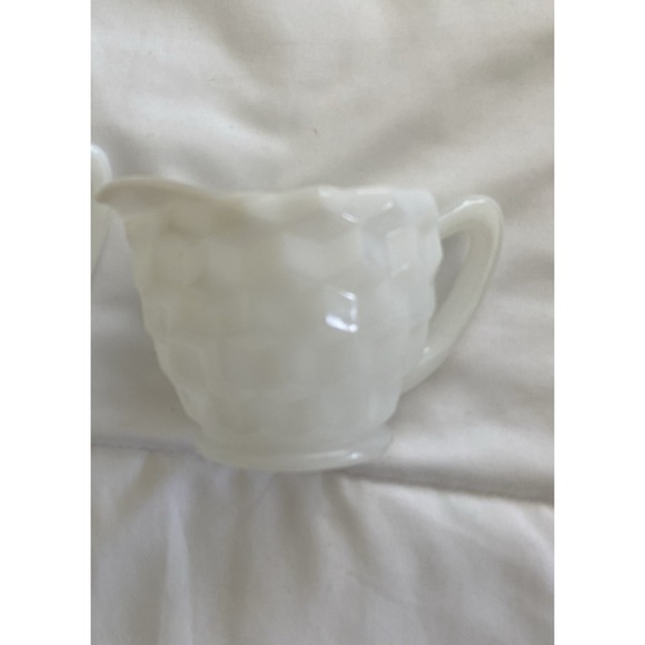 Jeannette Other - Jeannette Cubist Milk Glass Creamer White 2.75" High Vintage